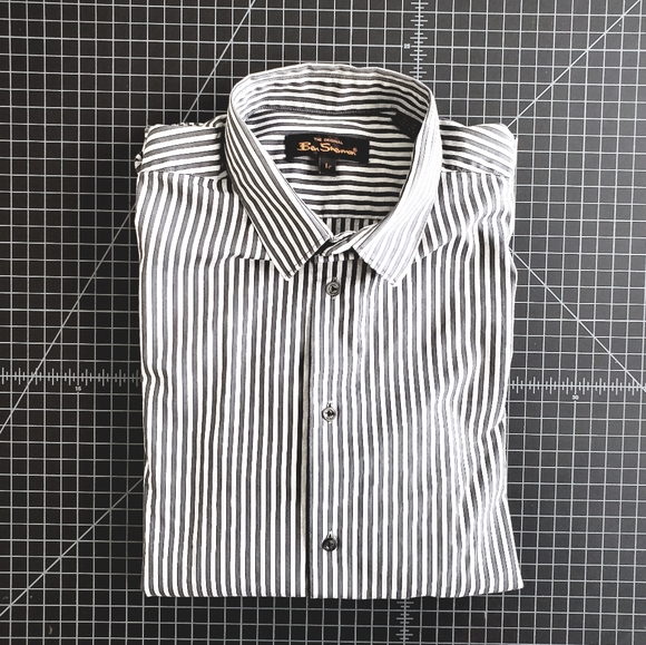 BEN SHERMAN BUTTON-DOWN SHIRT - 05 BLACK - Picture 2 of 8